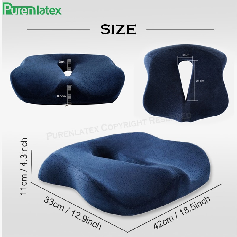 Purenlatex pute på stol ortopedisk pute coccyx pute bilsete forhindre hemoroider behandle minneskum sakte returtrykk