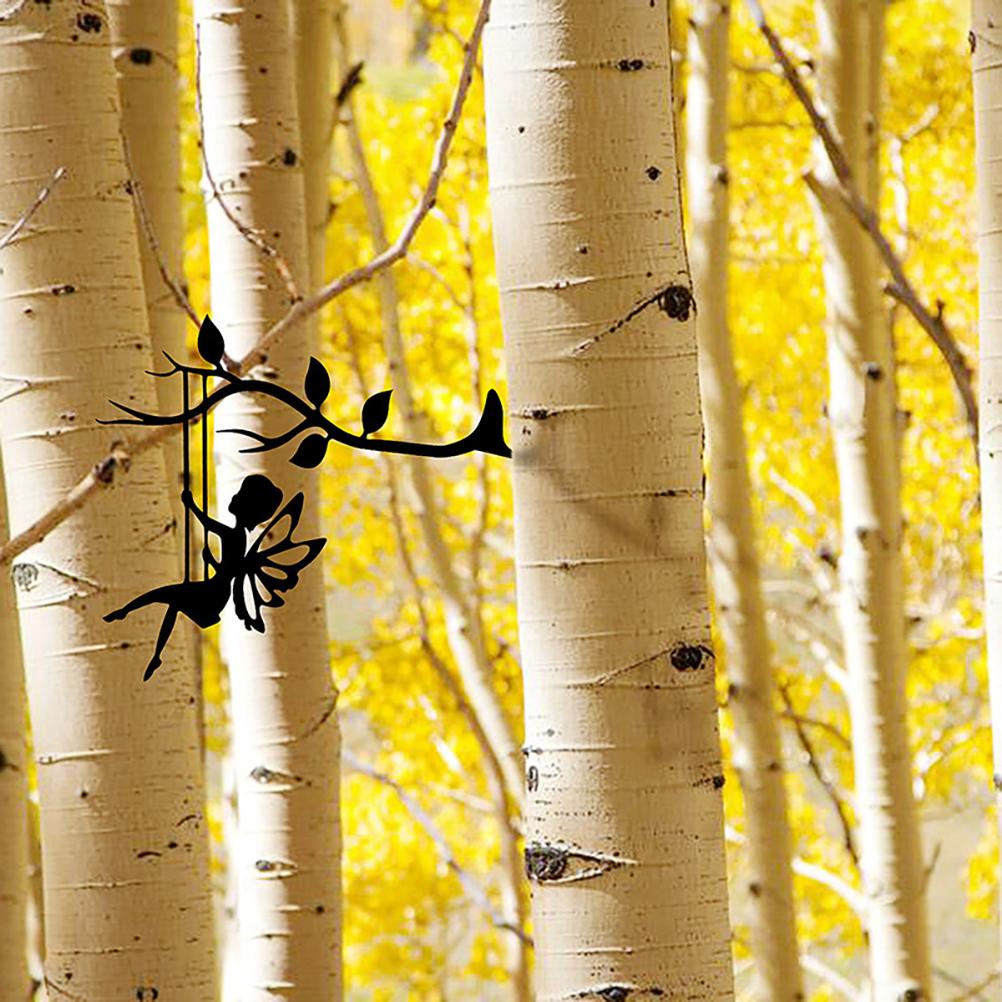 Silhouette féerique en métal, décoration suspendue, branche d&#39;arbre, Art mural pour jardin, cour, accessoires de décoration d&#39;extérieur