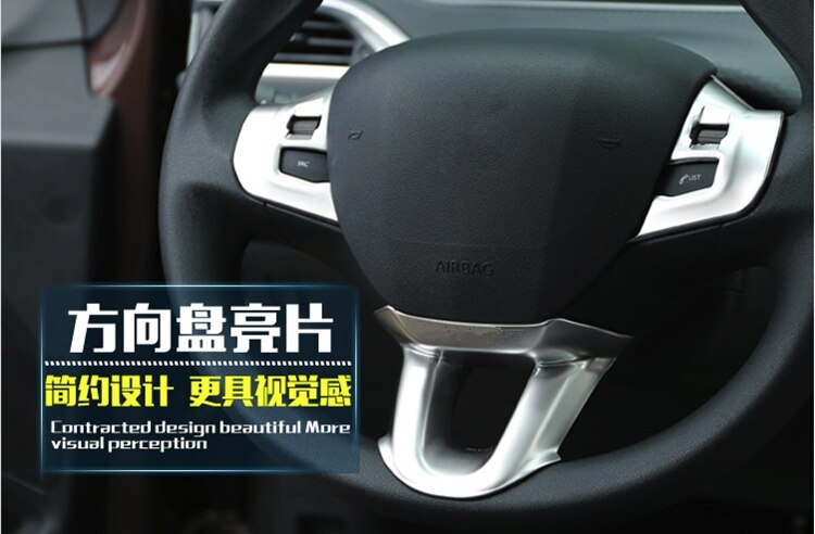 Decoración cromada para volante de coche, pegatina de cubierta embellecedora para Peugeot 208 GTI , accesorios