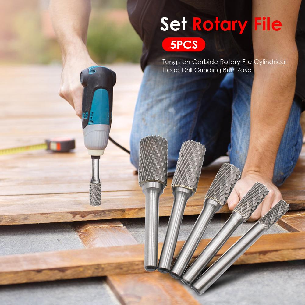 5pcs Rotary File Cylindrical Head Tungsten Carbide Rotary File Woodworking Polishing Head 98*80*20mm