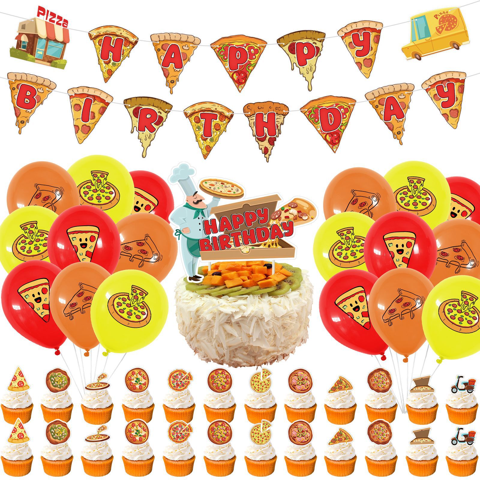 Cartoon Pizza Food Party Wegwerpservies Sets Verjaardag Barbecue Camping Borden Kopjes Servetten Baby Shower Party Picknick Decor: plum