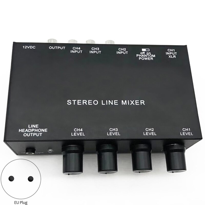 MX500 Ultra-Compact Low Noise 5 Channels Line Mixer with Power Adapter Stereo Audio Mixer EU Plug