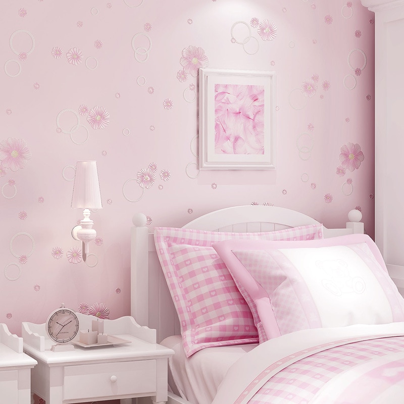 Amerikaanse Tuin 3D Behang Fijne Geperst Floret Non Woven Zelfklevende Behang Slaapkamer Meisje Kamer Roze Behang W156