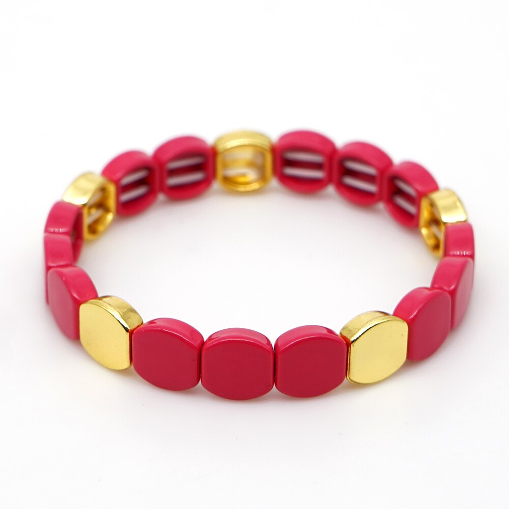 Shinus Enamel Bracelet Bangle Women Tile Beads Heart Bracelets Femme Jewellery Pulseras Mujer Jewelry Red Bijoux