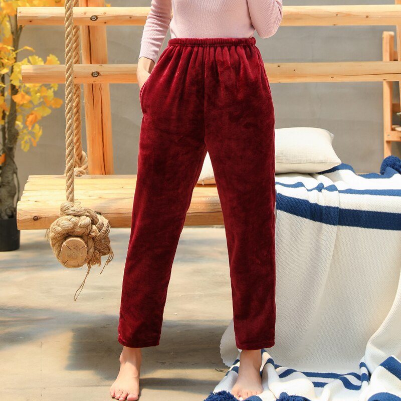 NANJIREN MARKENQUALITÄTS-sexy Flanell Schlaf Hosen Für Frauen Große Größe Hause Schlafanzug Plus Samt Hosen lässig verlieren Schlaf Höschen Hosen Pyjama: NC95X210215895 / Asien L  Europa S