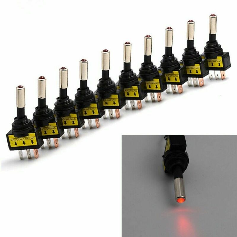 12V 20A Car Auto Red LED Light Toggle Rocker Switch 3Pin SPST ON/OFF Sales