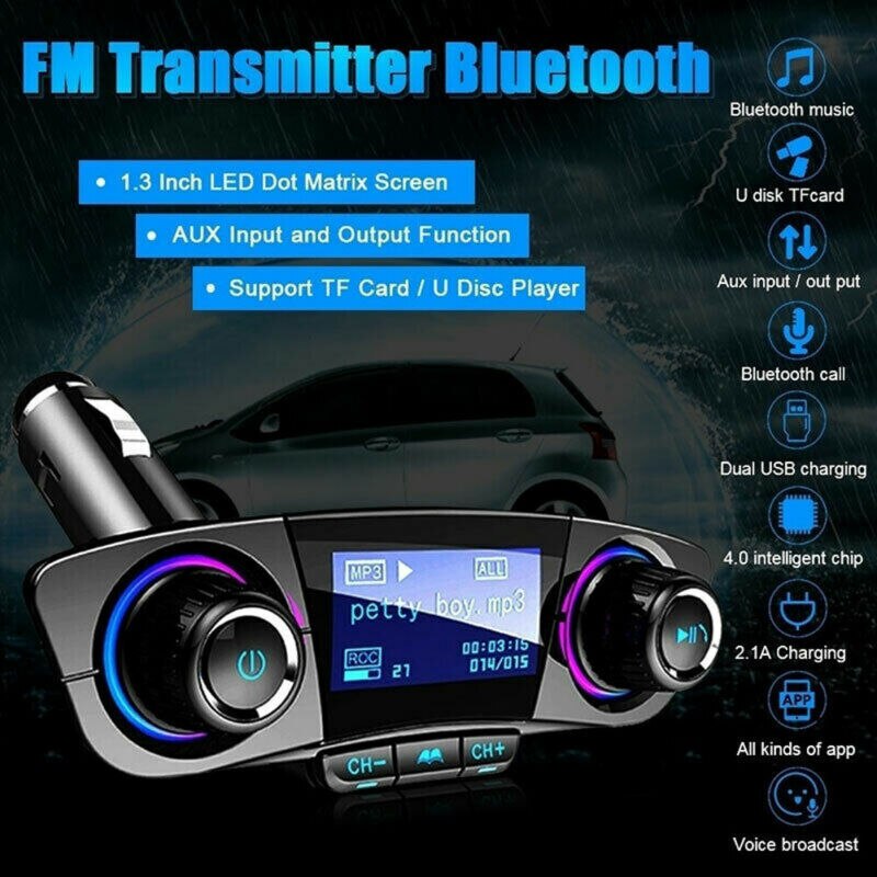 Wireless Bluetooth Car Kit FM Transmitter MP3 USB LCD Handsfree For Mobile Phone