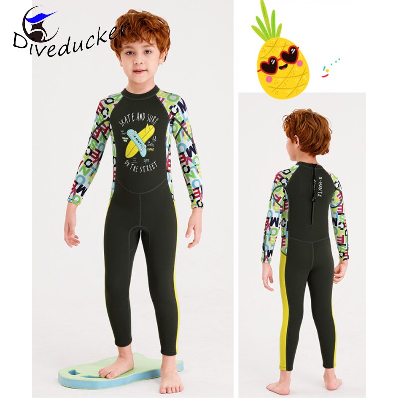 2.5mm neopren one pieces våddragter børn badetøj dykkerdragter lange ærmer piger surfing børn udslæt vagter snorkel uv protec
