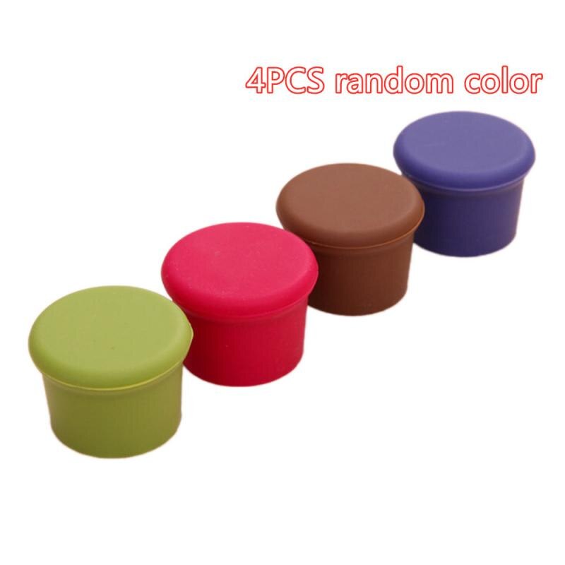 Bar Tools 1/2/4pcs Silicone Wine Stopper Leak Free Wine Bottle Caps Fresh Keeping Sealers Beer Beverage Reusable Wine Beer Cover: 4 pcs Random Color