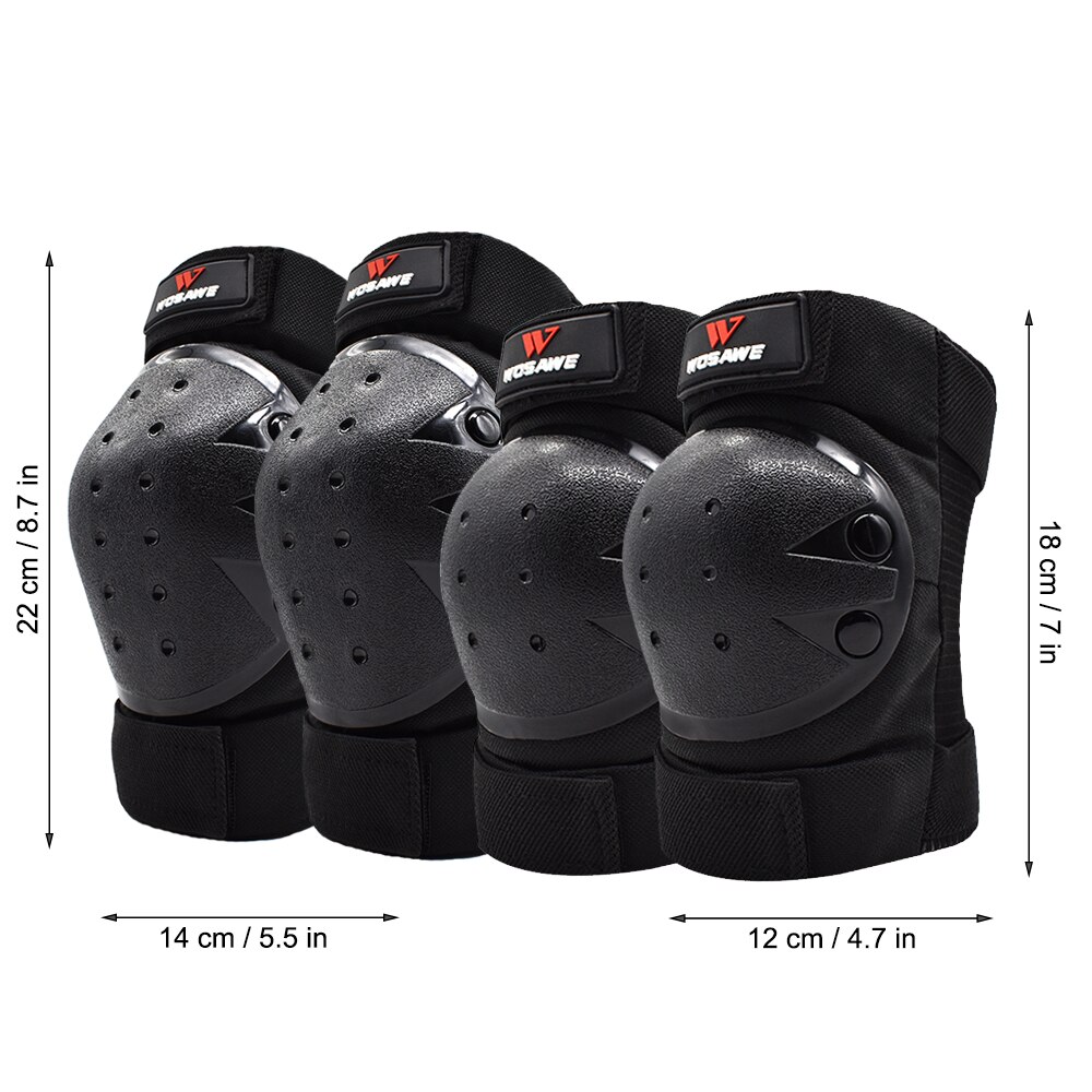 Genouillères + Coudières Moto/Cyclisme Réfléchissantes – Protection PP + EVA, Respirantes, Pour VTT, Motocross, Skate