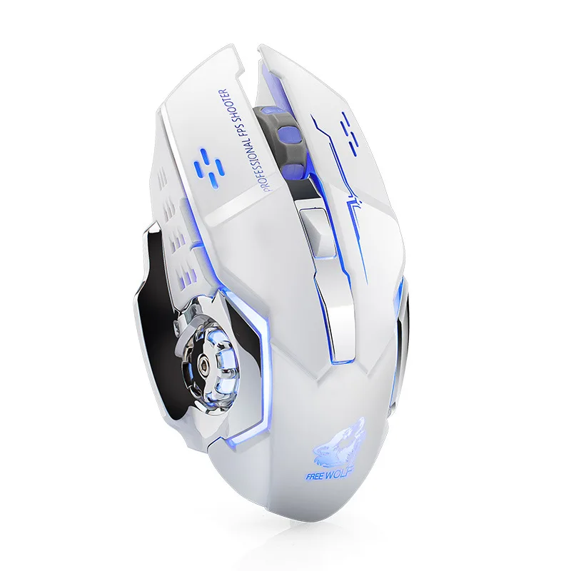 Free Wolf-Souris de jeu mécanique sans fil, X8, silencieuse, rétroéclairée, ergonomique, aste, optique, pour PC portable et de bureau