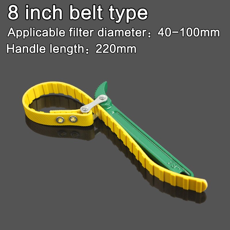 Correa ajustable de 8/12 pulgadas, llave de filtro de aceite, herramientas de extracción, herramientas de cadena, herramientas de reparación de camiones, llave inglesa pesada: 8 inch belt type