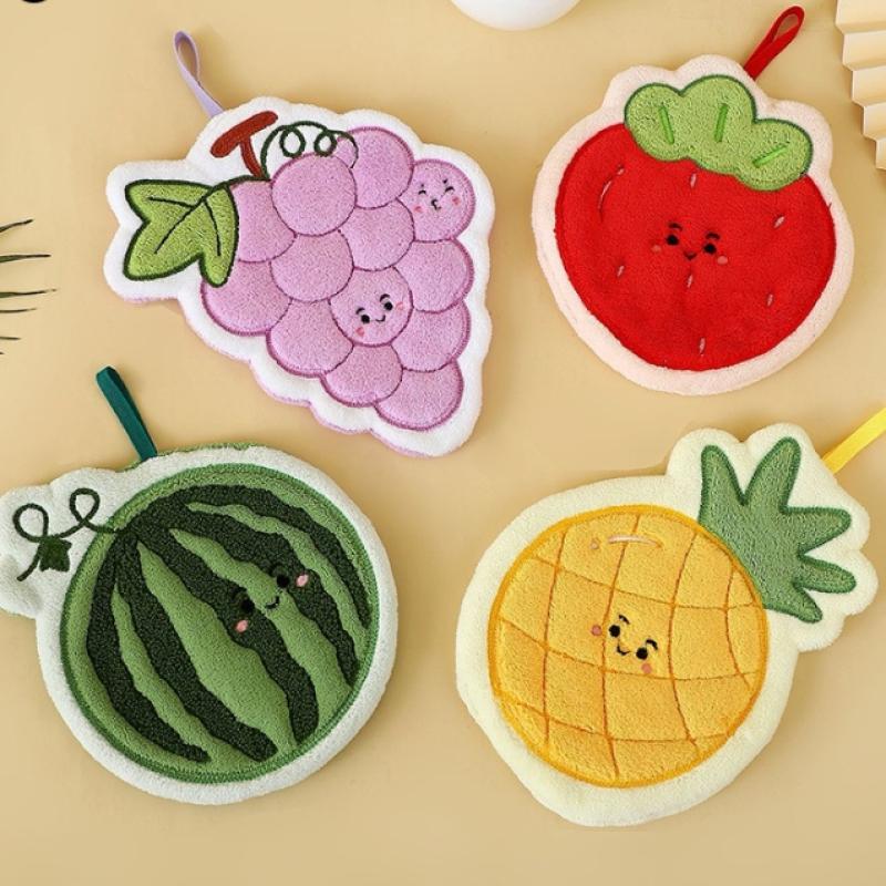 Fleece doekje badkamer bloemen handdoek huishoudartikelen fruit handdoek keuken absorberende schoonmaakdoek hangend sneldrogend koraal