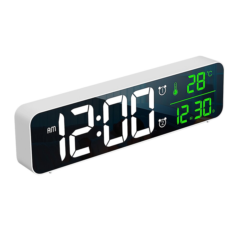 Music Dimmable Alarm Clock Rectangle Five Kinds Of Brightness Temperature Display Reloj Despertador Digital With USB Cable: Black