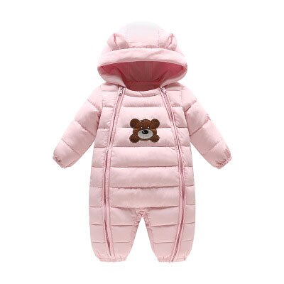 Baby Winter Kleding Baby Uitloper Jongen Meisje Dikke Warme Eendendons Winter Baby Snowsuit Leuke Hooded Kleding Pak Dier Stijl: Roze / 12m