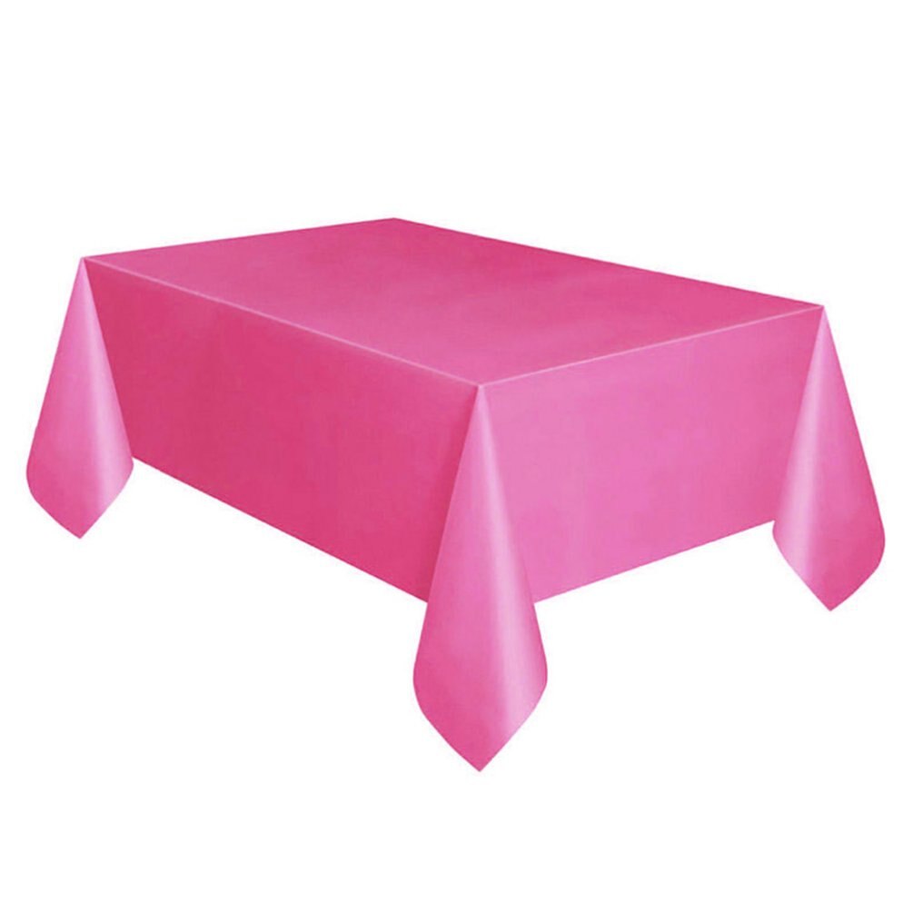 Disposable Party Tablecloth Pe Plastic Cloth Birthday Dessert Table Solid Color Tablecloth 137*274Cm: Rose red