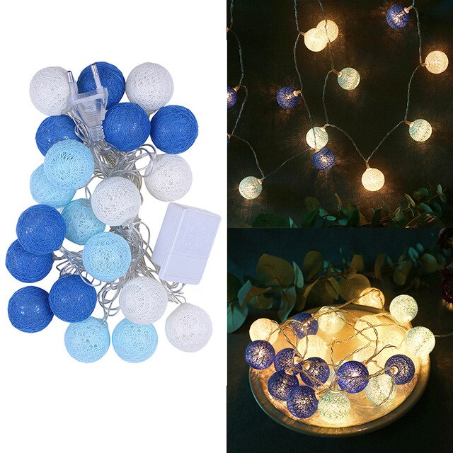 20 led Lumières de Chaîne De Boule De Coton pour la Décoration Extérieure De Noël De De Mariage Guirlande De Noël Globe Chaîne D'éclairage: Blue