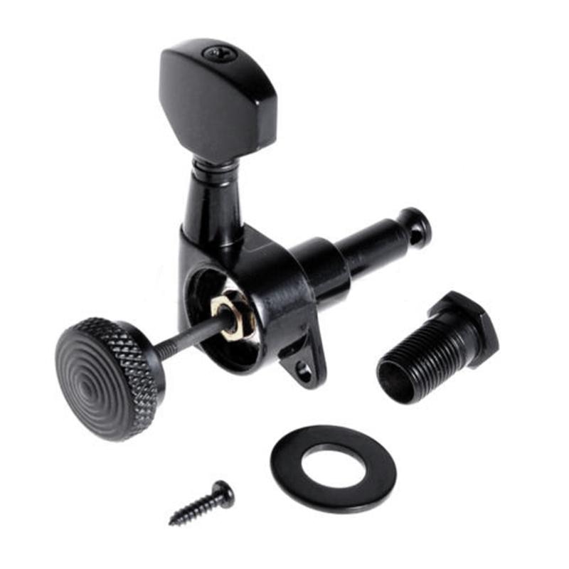 Gitaar String Peg Locking Tuners Stemsleutels Machine Heads Zwart 6R Inline