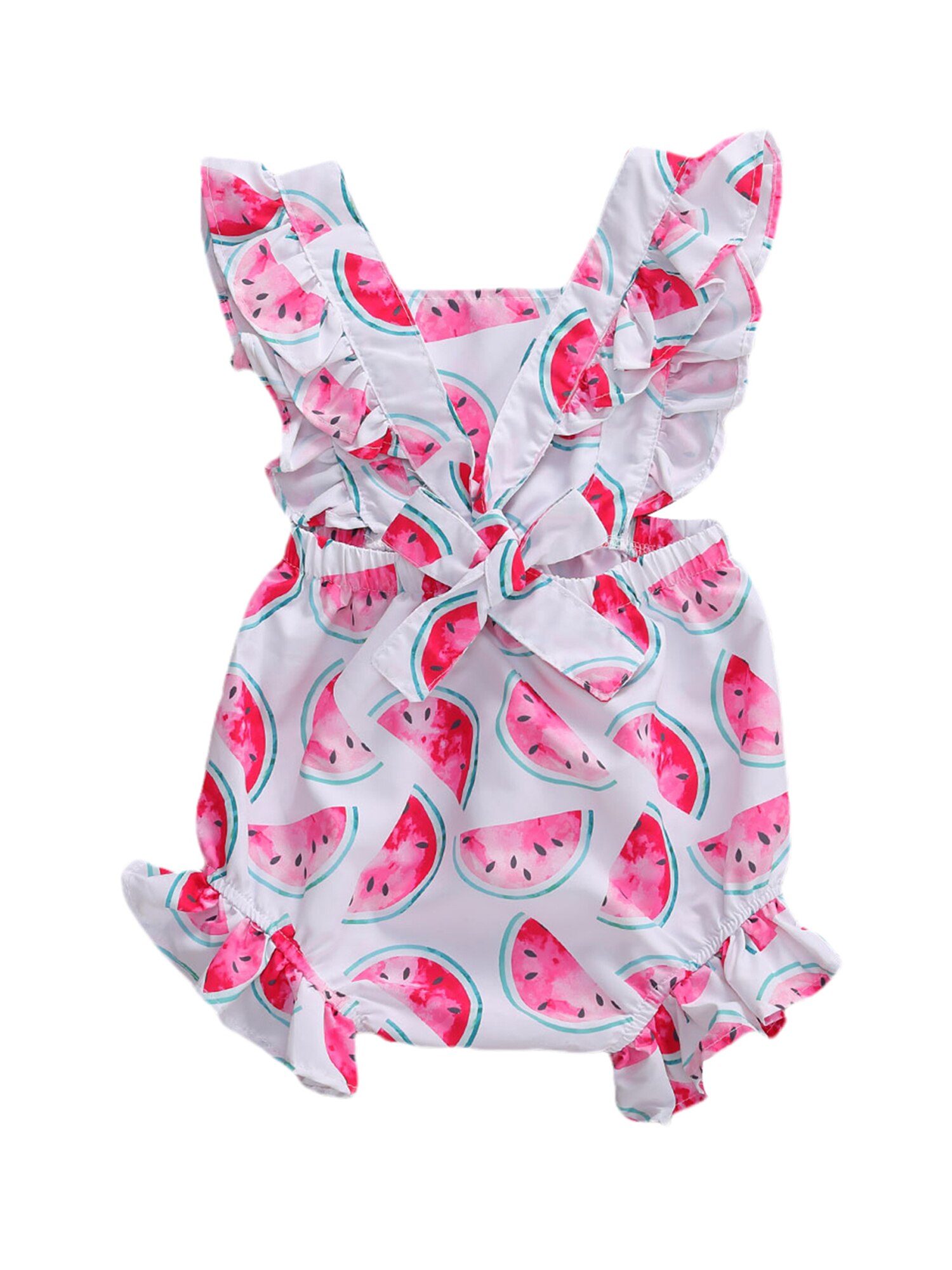 0-24M Neugeborene Baby Mädchen Jungen Strampler Wassermelone Druck Rüschen Hülse Overalls Outfits