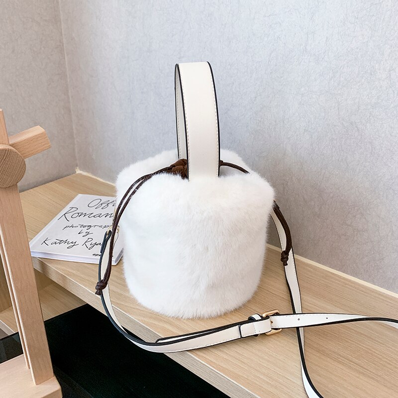 Elegante feminino tote balde saco 2020 moda nova alta qualidade macio de pelúcia designer bolsa de viagem bolsa ombro mensageiro: White