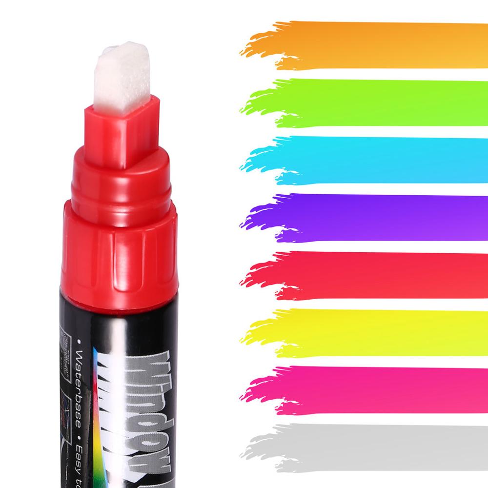 Marcador de tiza líquida fluorescente, 8 colores/caja, 8/10mm, para tablero para escribir el menú, letrero de ventana de vidrio