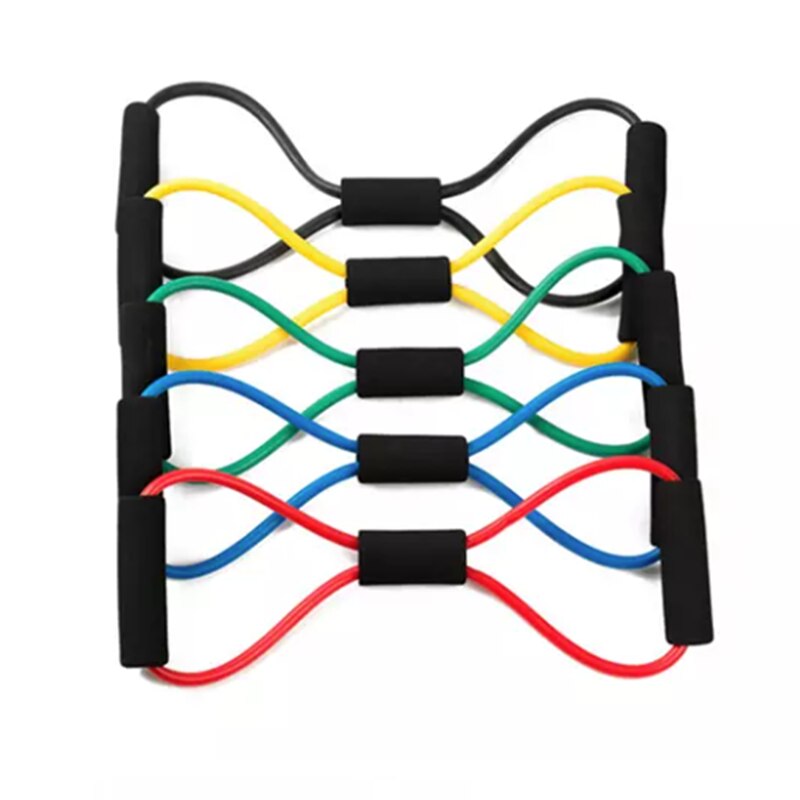 8 Shape Latex Chest Expander Adjustable Hand Gripper Muscle Pull Training Multi Function Exerciser