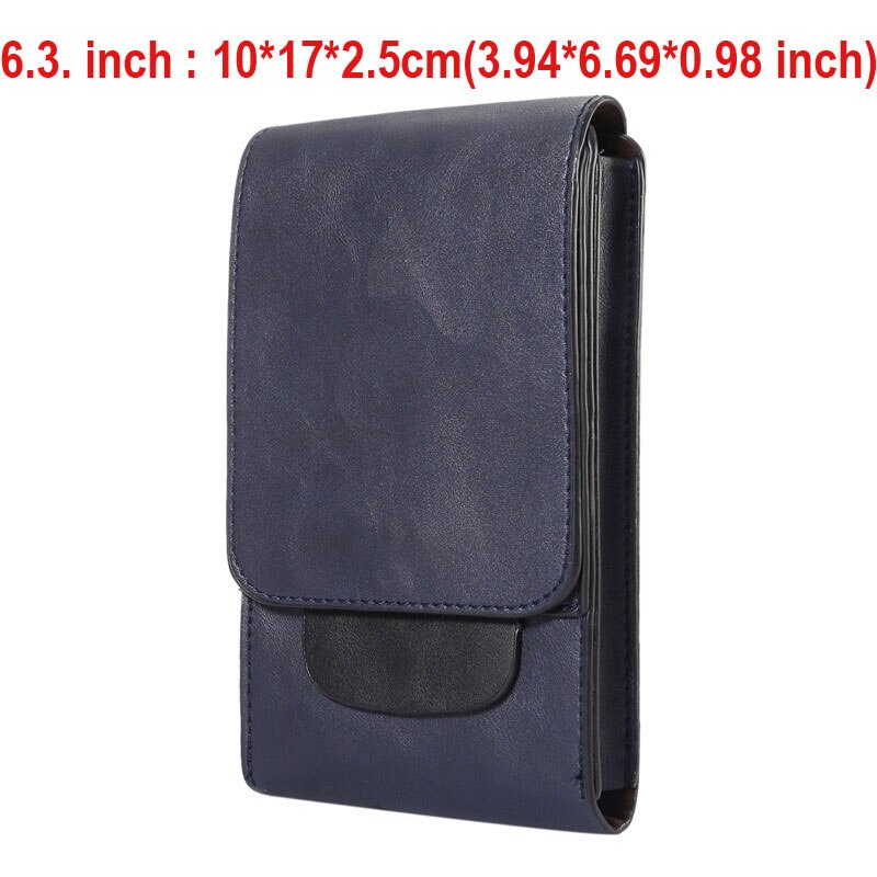 Yiang män midjeväska läder 6.5/6.3 tum mobiltelefon / mobiltelefon myntväska ficka bälte bum påse pack pu material 4 färger: Blå 6.3 tum