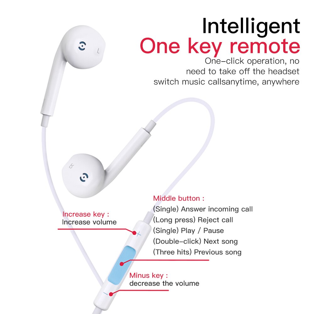 "Écouteurs Bluetooth avec Micro Contrôle Du Volume Casque pour Iphone 7 8 Plus X XR XS MAX 11 Pro Stéréo Écouteurs Filaires