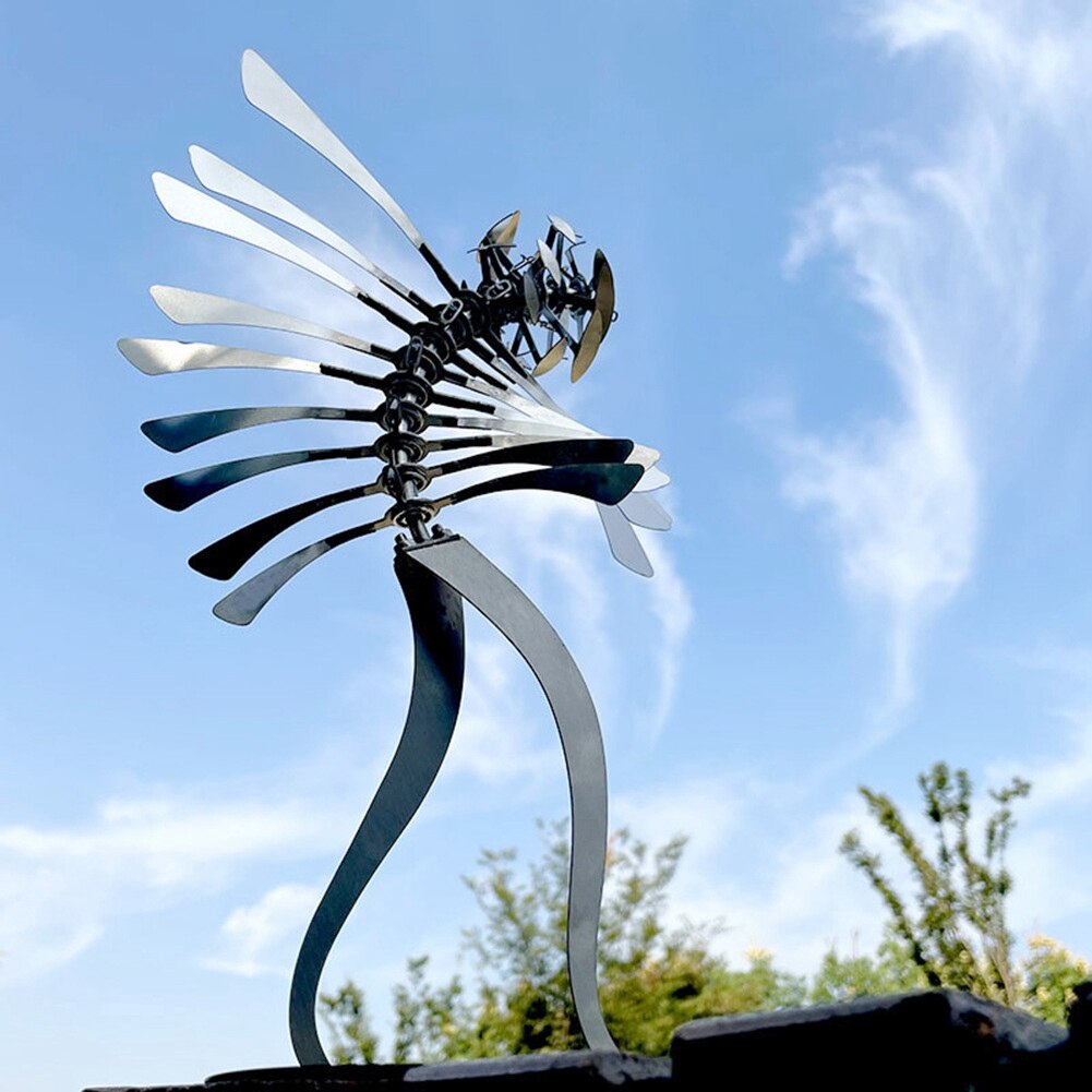Unique and Magical Metal Rotating Windmill Humanoid Windmill Outdoor Wind Spinner Yard Lawn Garden Decoration