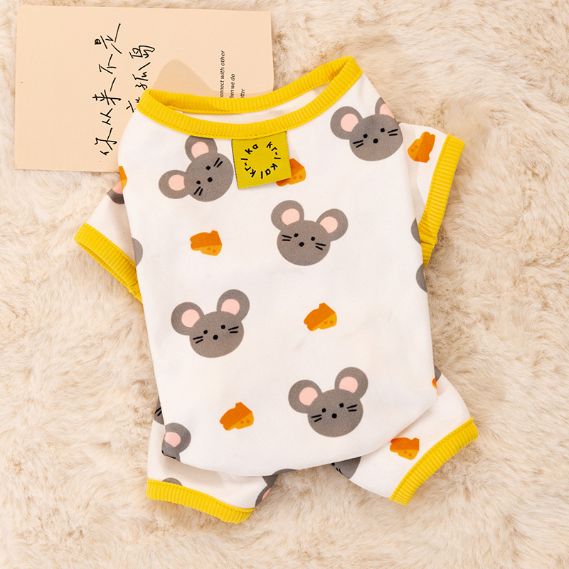 Katoen Kawaii huisdier gestreepte jumpsuit hondenkleding voor kleine honden cartoon patroon hond pyjama chihuahua kitten puppy meisjes hondenshirt