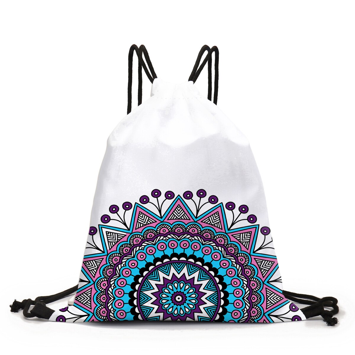 Deanfun Drawstring Backpack Colorful Mandala Flower 3D Printed Pouch Bag Drawstring Bag For Women D60341: Default Title