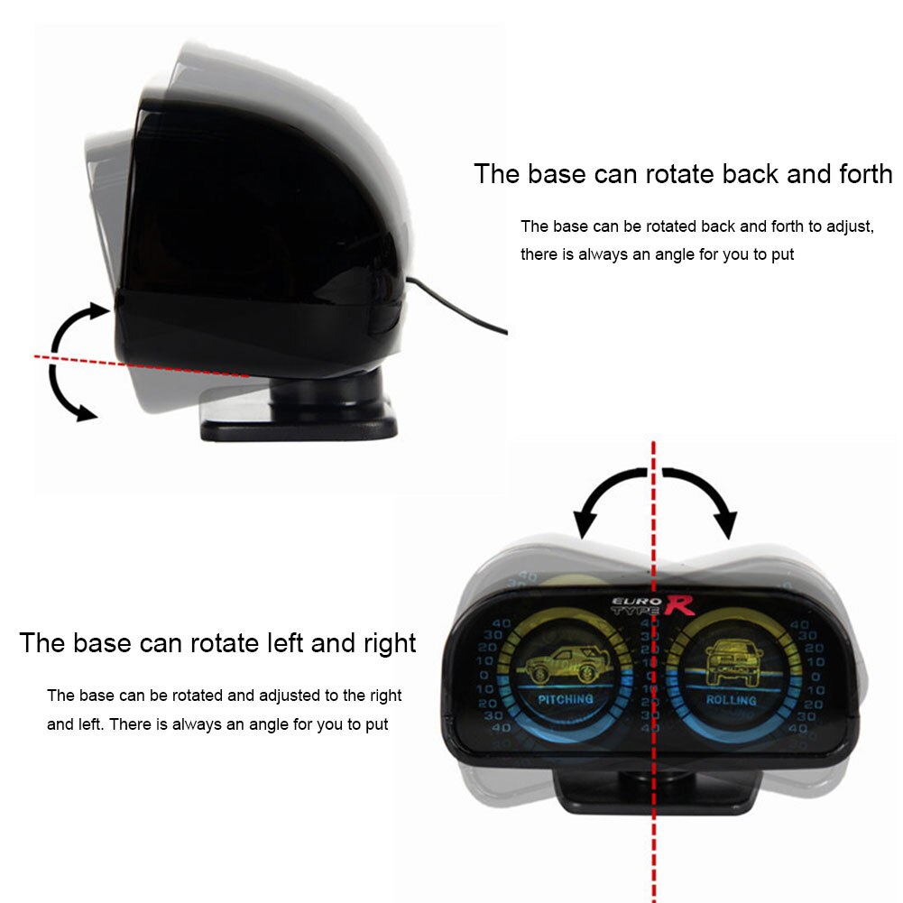 Shockproof Two Barreled Accessories Backlight Rotated Off Road Pitching Balance Angle Universal Practical Car Inclinometer Slope