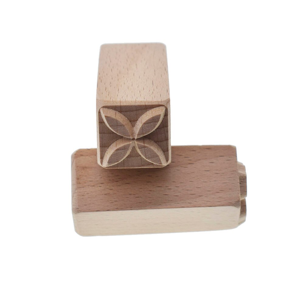 Sellos de madera tallados a mano para imprimir DIY, estampado de arcilla y cerámica, 4 pétalos de flor en relieve con textura, bloques cuadrados, herramientas para estampar arcilla