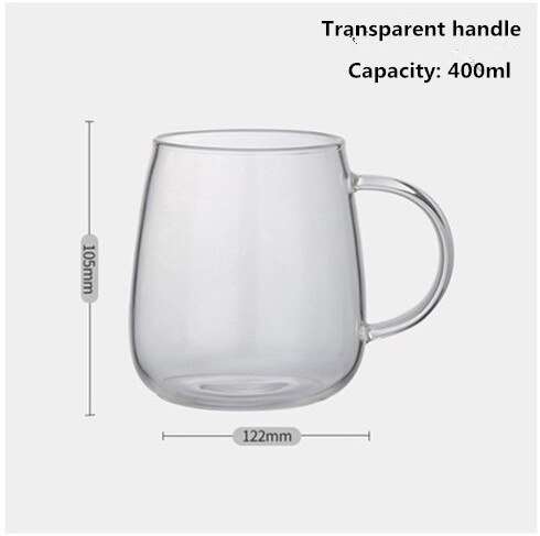 Color handle transparent glass coffee tea beverage dessert breakfast milk cup kitchen utensil with handle glass: ATransparent handle