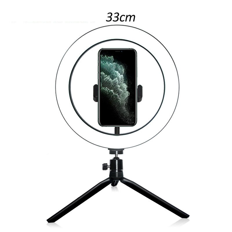 33Cm/13Inch Dimbare Led Selfie Ring Licht Met Statief Usb Selfie Licht Ring Lamp Grote Fotografie Ringlicht met Stand Voor Mobiele: 33 cm stand