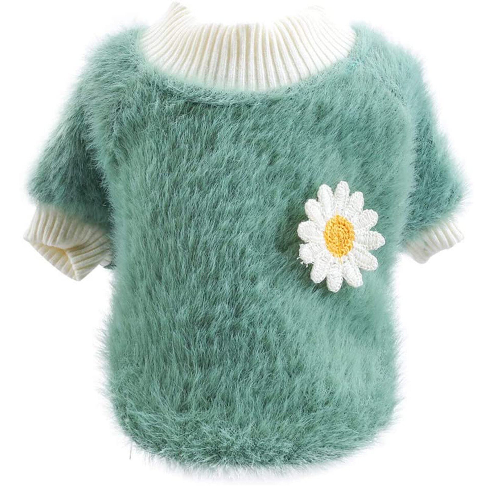 Transer Daisy Bloem Kleine Hond Winter Kleding Zachte Warme Pluche Hond Trui Hond Kleding Teddy Jas 211: Green / S