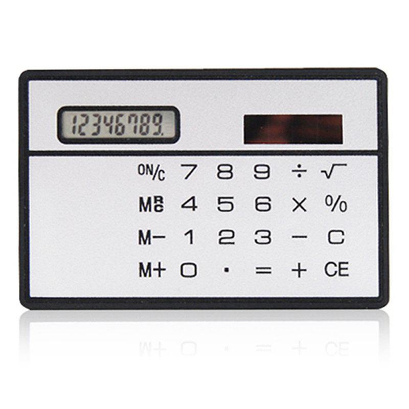 Solar Card Calculator Ultra-thin Handheld Office Computer Student Mini Pocket Calculator: Silver