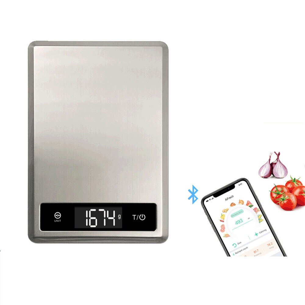 Bluetooth Smart Kitchen Electronic Scale Waterproof Gram Scale Stainless Steel Baking Scale Nutrition Scale Food Weighing 5KG/1g
