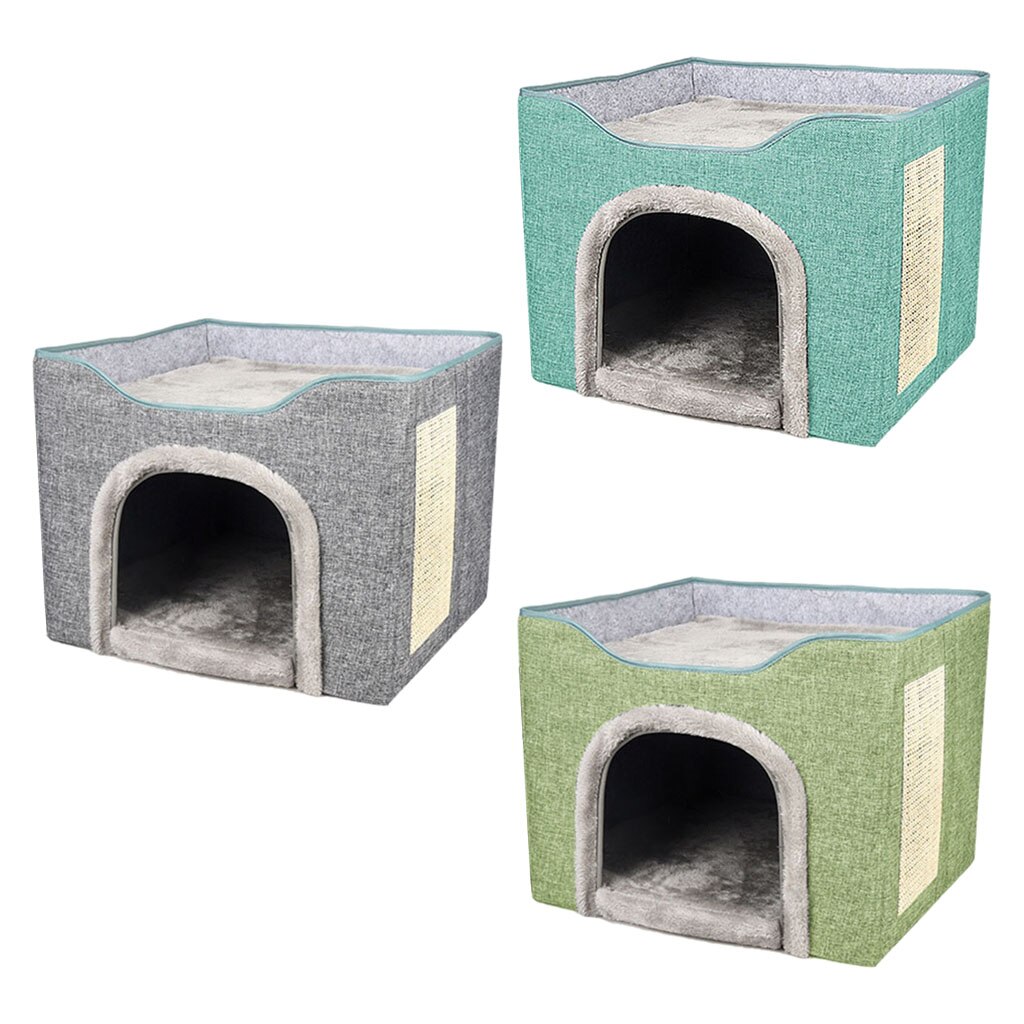 Lit pour chat pliable, résistant aux rayures, cachette pour chaton, grande grotte d&#39;hiver pliable pour chiot et chat d&#39;intérieur