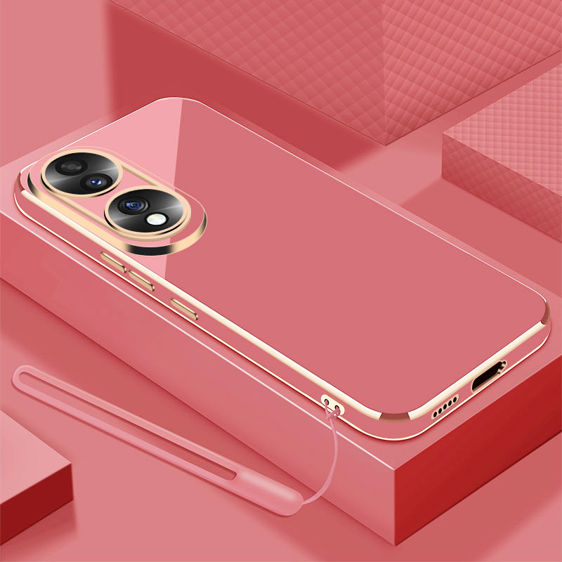 For Honor X7b Case Honor X7B Cover CLK-LX1 CLK-LX2 CLK-LX3 Luxury Square Plating Honor X7 X7A Phone Case Shockproof Back Cover: aluminum / Purple Pink