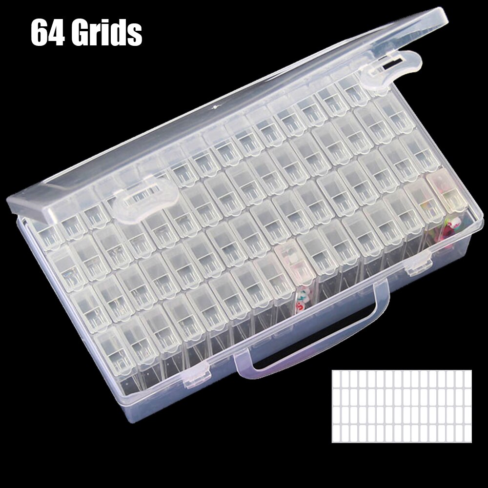 124 Grids Diamond Mosaic Storage Box Accessories Tools Container Case Plastic Bead Organizer 5D Diamond Embroidery Accessories: 64 grid