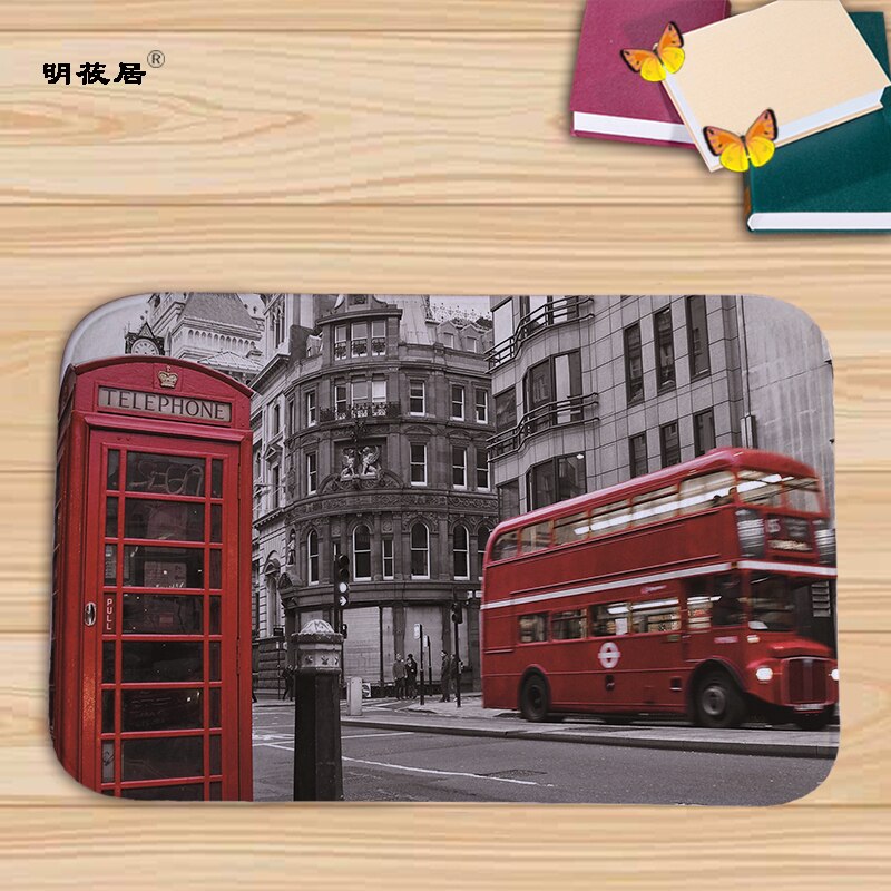 Billig pris boligindretning london paris naturskønne bygninger retro stue dørmåtte 40 x 60cm gulvmåtter flannel bad køkken tæpper