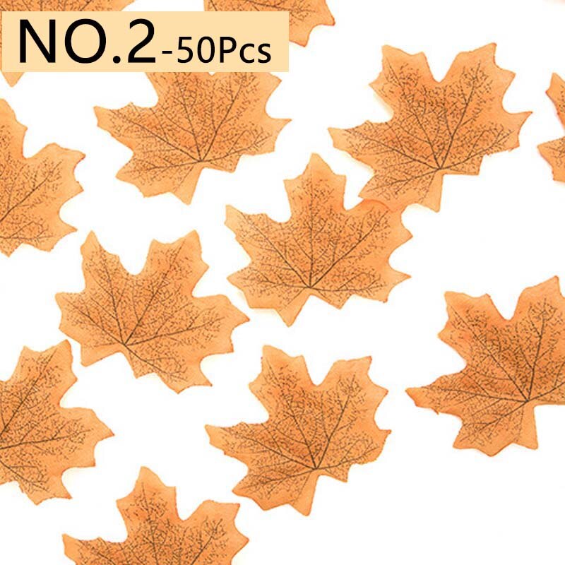 50 Teile/satz Ahorn Blätter Künstliche Simulation Blätter Halloween Herbst Blätter Weihnachten Hochzeit Tisch Dekorationen Thanksgiving Tag: 02