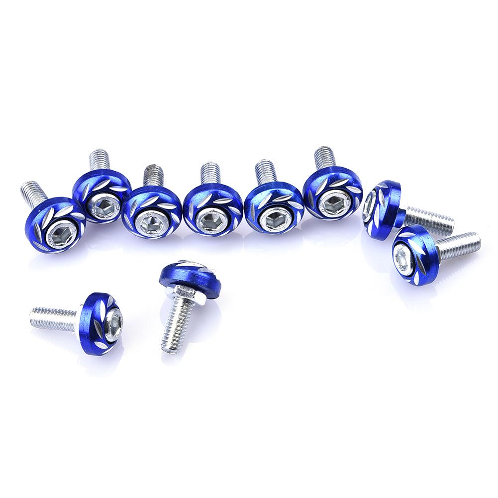 Auto Bout Univeral Aluminium 6mm Fasteners Washer Bumper Motor Concave Schroeven Washer Kentekenplaat Bouten Auto- styling: blue