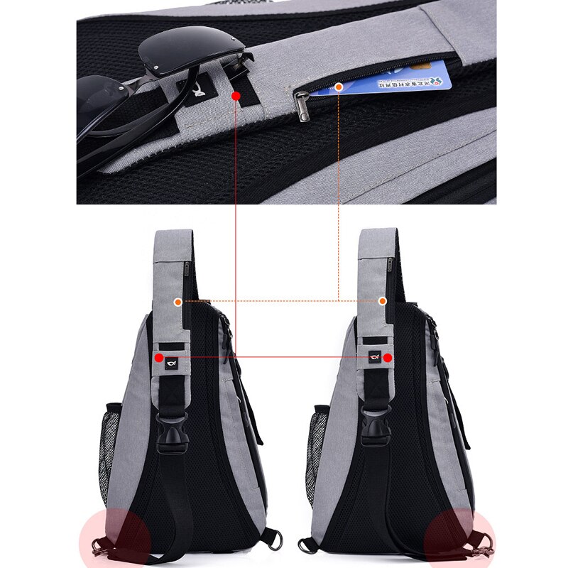 Men Casual Multifunctional Anti Theft Chest Pack Shoulder Bag Travel Bag USB High Capacity Canvas Crossbody Bags