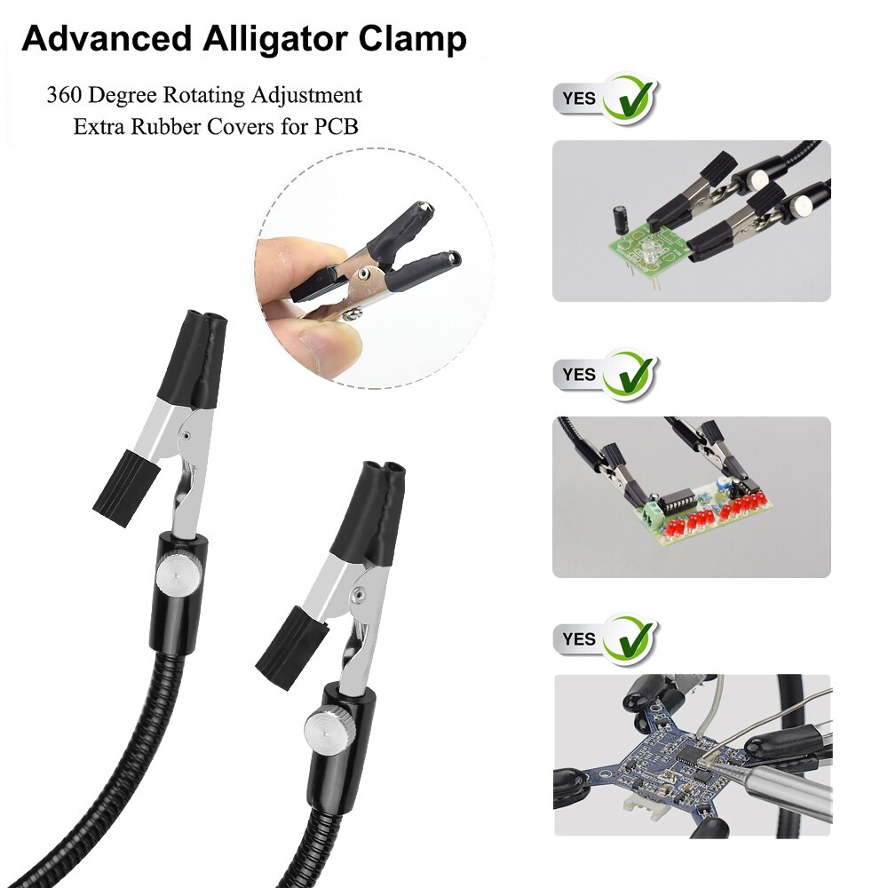 NEWACALOX Helping Hands Third Hand Soldering Station for PCB Holder 4 Flexible Magnetic Arms with 3X LED Magnifier Welding Tool