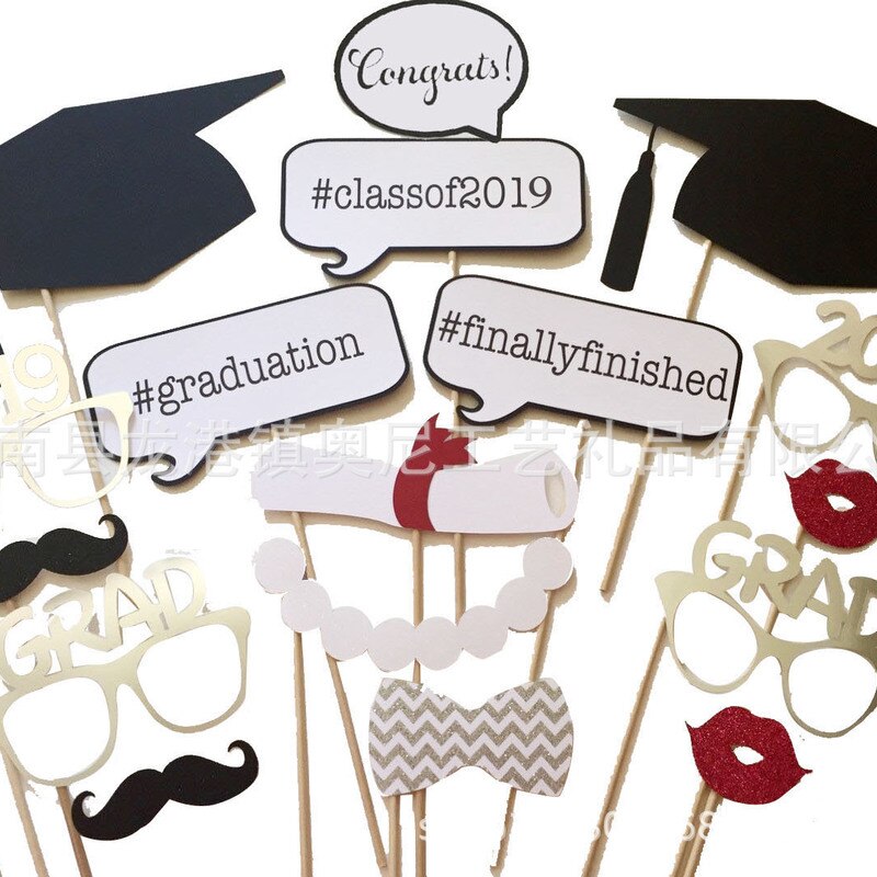 graduation ceremony party photos props paper beard paper frame Funny photo props graduation photo frame