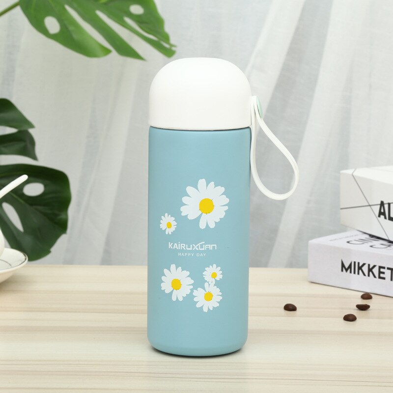 Small Daisy mug 304 stainless steel insulated cup student portable accompanying online celebrity with the same cup m5263: Green