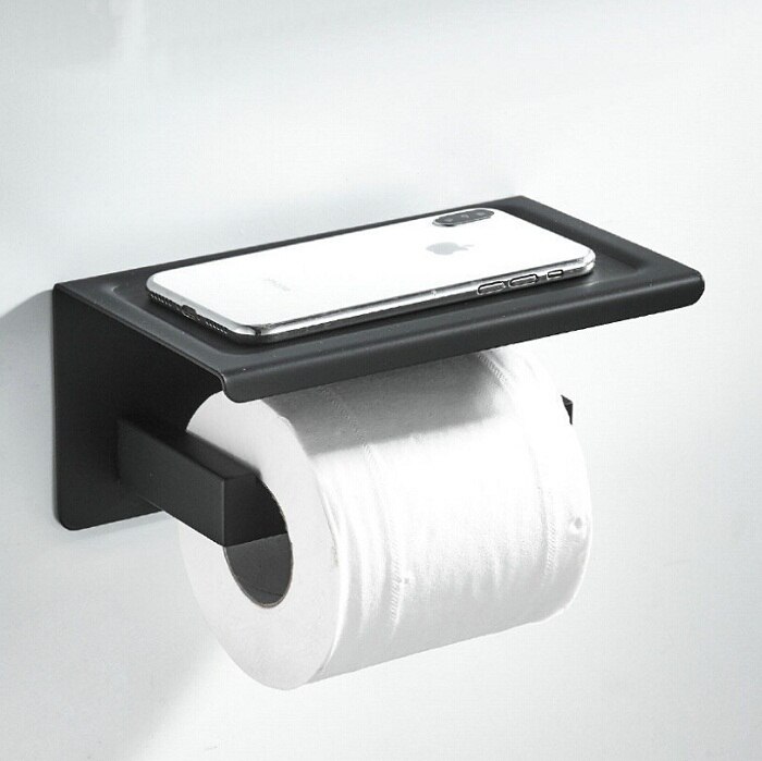 Matte Black Bath Hardware Sets Towel Rack Corner Shelf Paper Holder Towel Bar Stainless Steel Bathroom Hardware set: Paper Holder B
