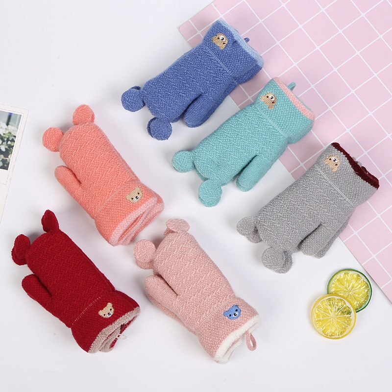 Guantes de invierno para niños de Evrfelan, mitones de algodón de punto con forma de dibujos animados, coloridos guantes y mitones de invierno para niños y niñas